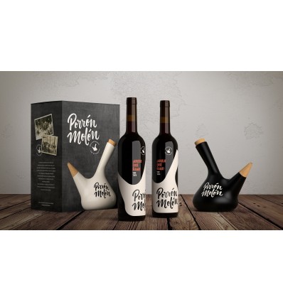 Porrón Molón Negro - Vino Tinto Abuelo Enséñame